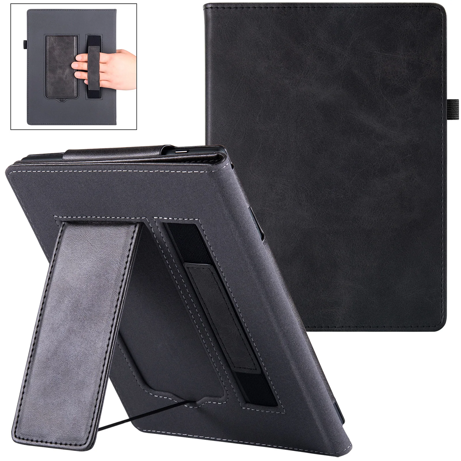 

Stand Case for All-New Onyx Boox Tab Mini C e-Reader - Premium PU Leather Sleeve Cover with Hand Strap and Auto Sleep/Wake