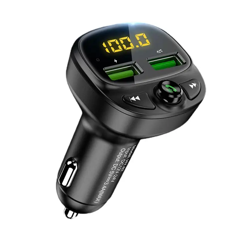 

Blue Tooth FM Transmitter For Car Wireless FM Radio Adapter Music Player Car Kit TF Card & U Disk Support 2 USB Ports Charger