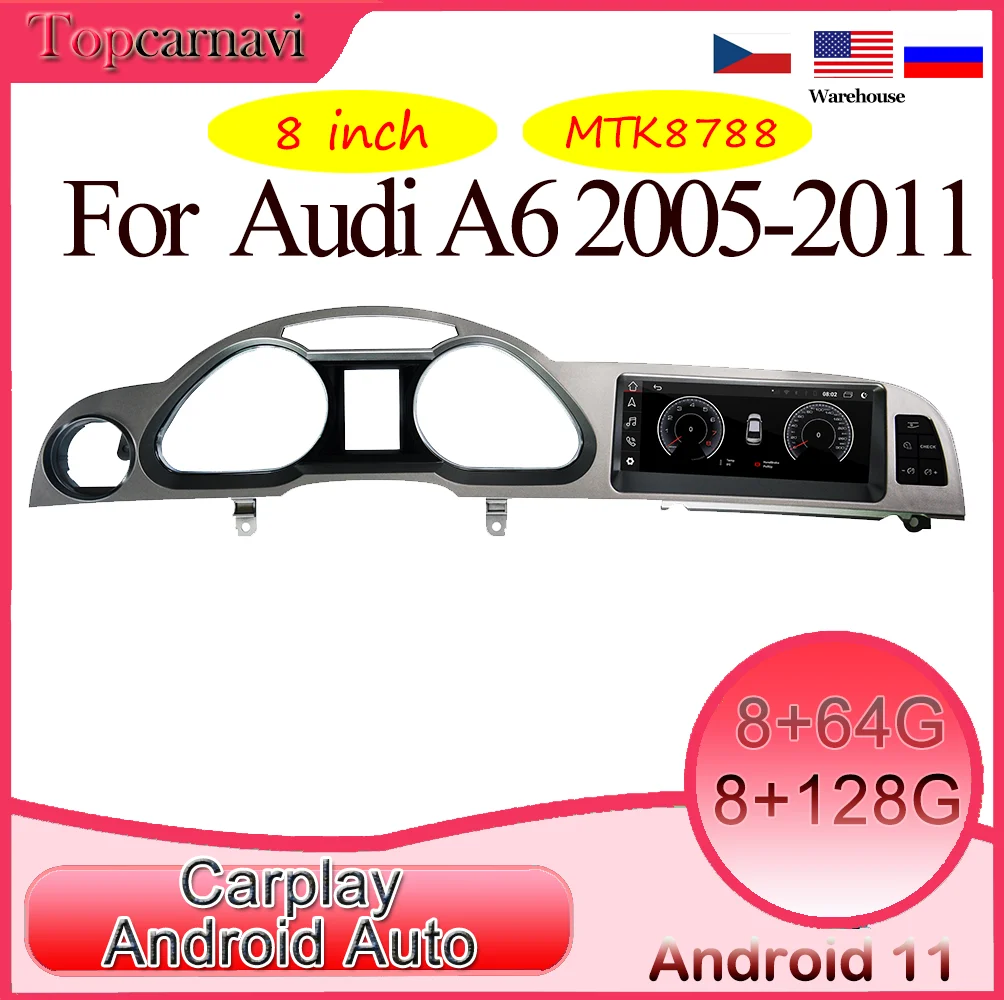 Android 11 Car Intelligent system car multimedia GLONASS GPS navigation Carplay for Audi A6 C6 2005-2011 2 Din | Автомобили и