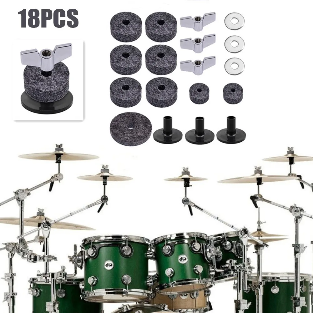 Enlarge 18pcs Drum Stand Felt Washers Nuts Drum Cymbal Pads For Drum Set Accessories Drum Part Protection Drum Felt Pad Set