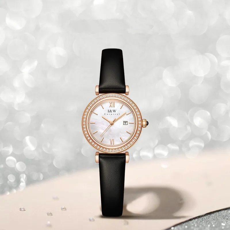 CARNIVAL Brand Fashion Dress Watch For Women Free Shipping Ladies Waterproof Quartz Watches Sapphire Calendar Clock Reloj Mujer enlarge