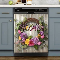 welcome home floral dishwasher magnet cover home kitchen decoration rustic idyllic style sticker decorative refrigeratorflowe