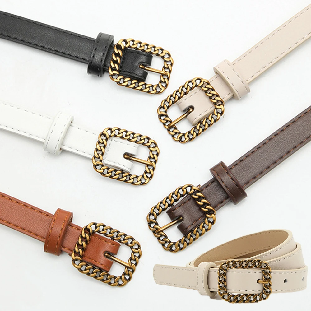 

Женские тонкие ремни с металлической пряжкой, поясной ремень для джинсов и платьев, повседневный модный универсальный Пояс, новинка 2023, Модные Винтажные ремни