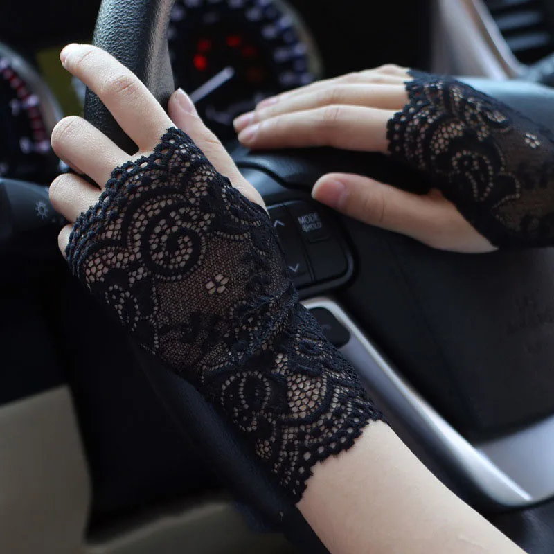 

Новые черные перчатки без пальцев, женские сексуальные кружевные длинные перчатки, женские сетчатые рукавицы с открытыми пальцами, Модные женские перчатки