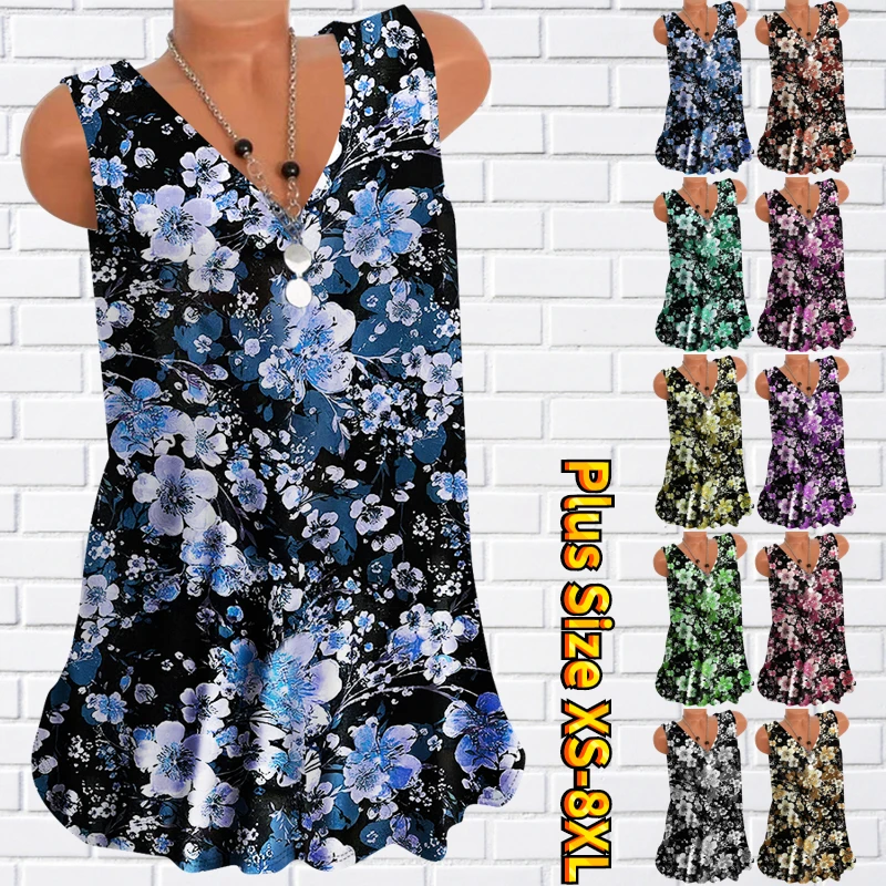 

2023 Women's Green Fashion Sleeveless New Design Printing Knee Length Dress Summer V-Neck Fashion Casual Skirt Slim Skirt