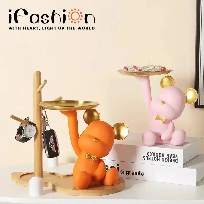 Декоративный поднос для ключей с маленьким медведем креативные подносы в
