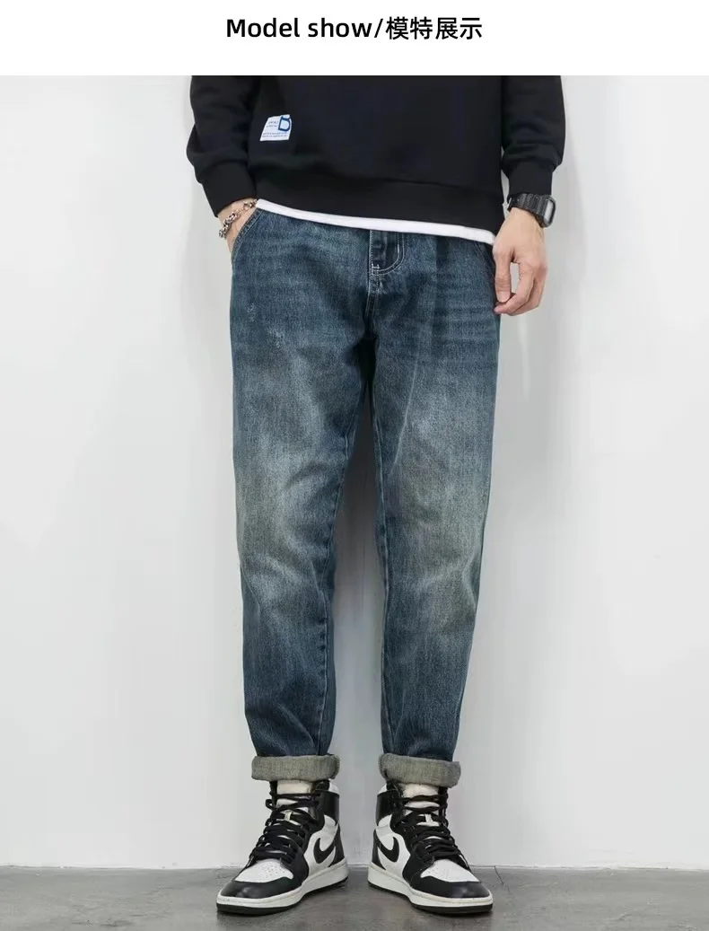 

Casual Trend Pantalones Hombre Versatile Flower Pocket Jeans Cotton Straight Cylinder Pantalones Hombre Streetwear