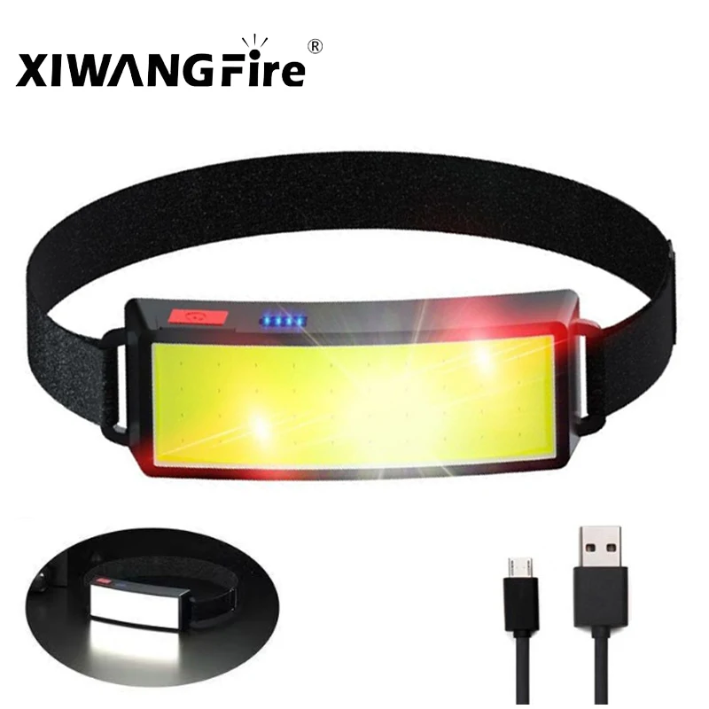 

Налобный фонарь с 3 лампами, портативный светодиодный налобный мини-фсветильник рь с COB матрицей и встроенным аккумулятором, фонарик с USB-зарядкой, налобный фонарь