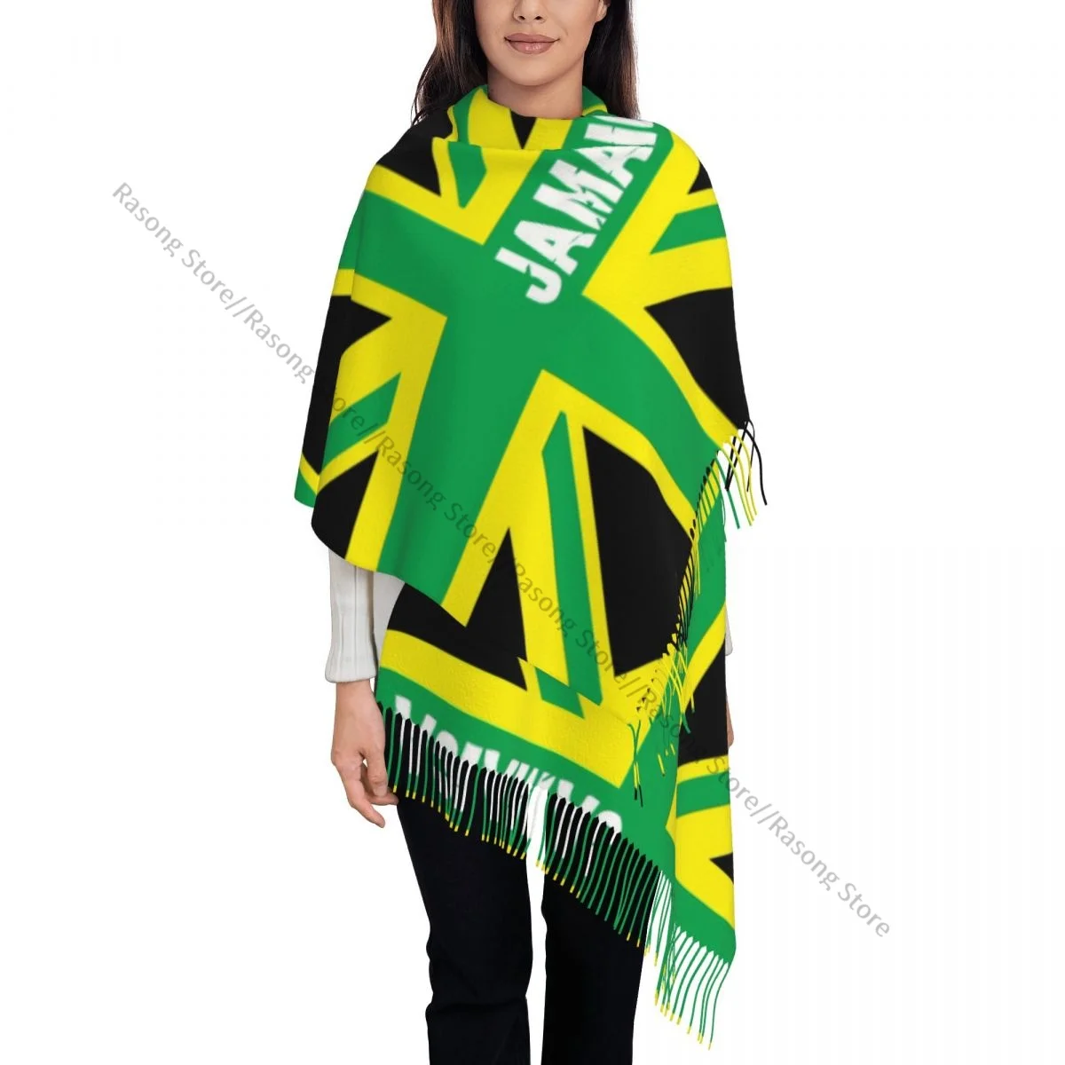 Шарф с кисточками большой зимний женский кашемировый шарф 196*68 см из пашмины