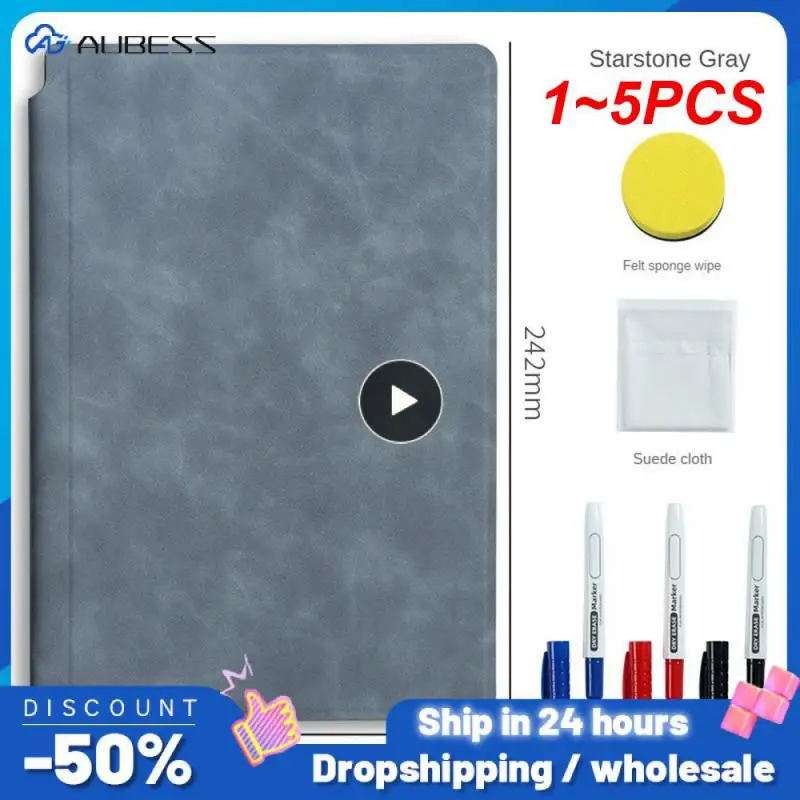 

1~5PCS Reusable Whiteboard Notebook Leather Memo Free Whiteboard Pen Erasing Cloth Weekly Planner Portable Stylish Office