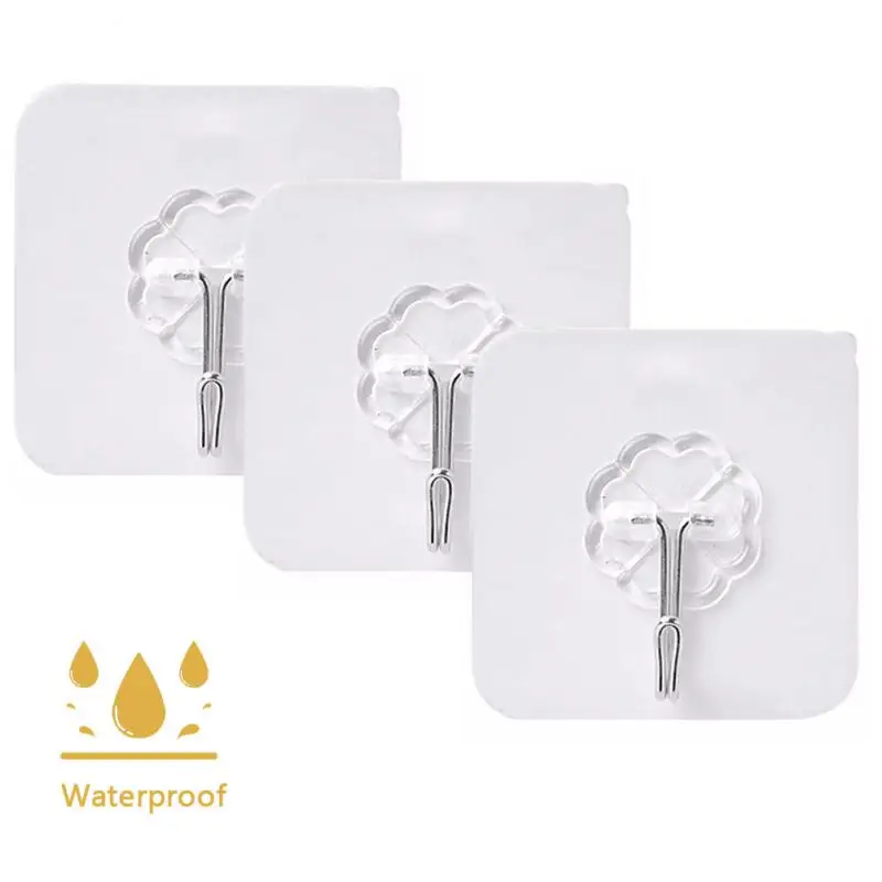 

2/4/5PCS Powerless Invisible Useful Transparent Seamless Adhesive Hook Sticking Wall Hook Hanger Waterproof Creative Decoration