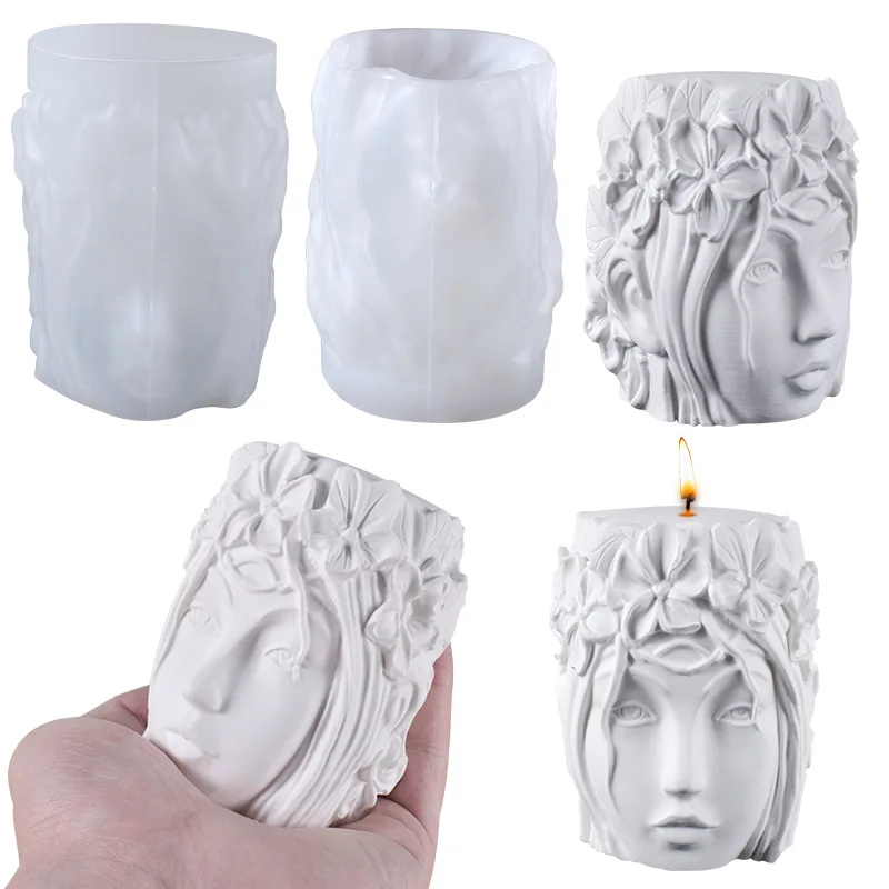 3D Three-dimensional Beauty Avatar Candle Mold DIY Handmade Aromatherapy Plaster Craft Silicone Mold Girl Candle Mold Wholesale