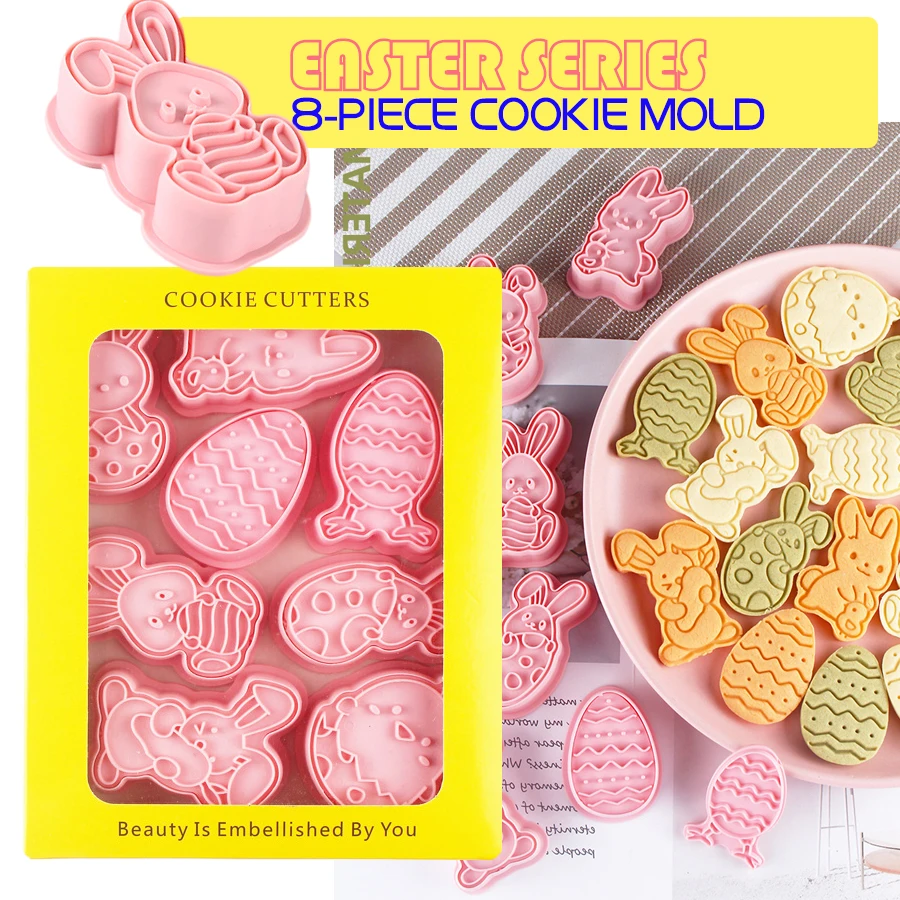 

8 шт./компл. пластиковые 3D формочки для печенья с изображением пасхального кролика