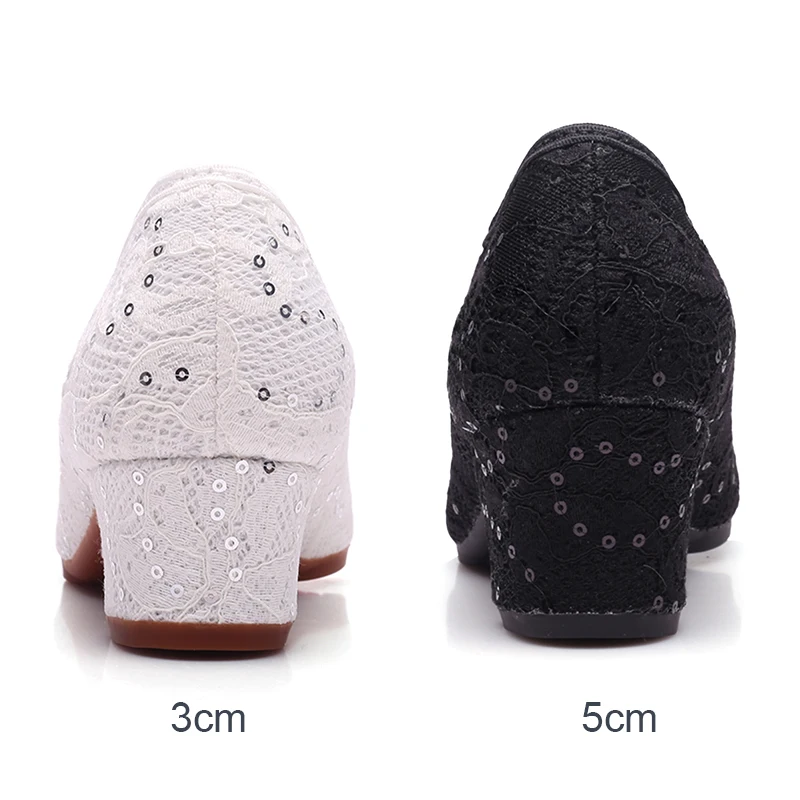 HROYL New Modern Dance Shoes Men Women Latin Ballroom Salsa Dance Shoes Low Heel Tango Dancing Shoes Professional Black/White