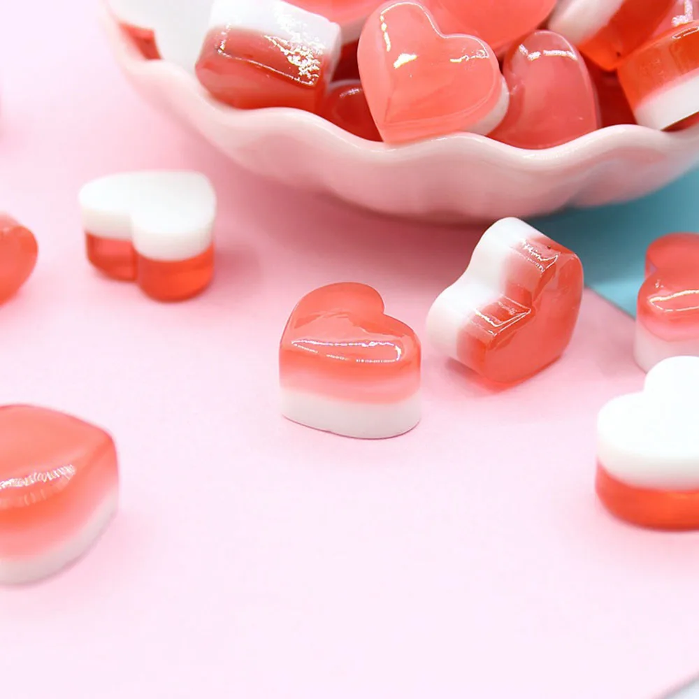 10pcs cute diy heart candy slime supplies accessories phone case decoration for slime filler miniature resin cake candy free global shipping