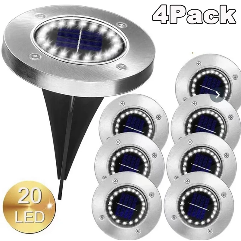 

8/20LED Solar Power Disk Light Outdoor Garden Solar Underground Light Deck Light Spotlight Buried Solar Led Lamp Garden Decor