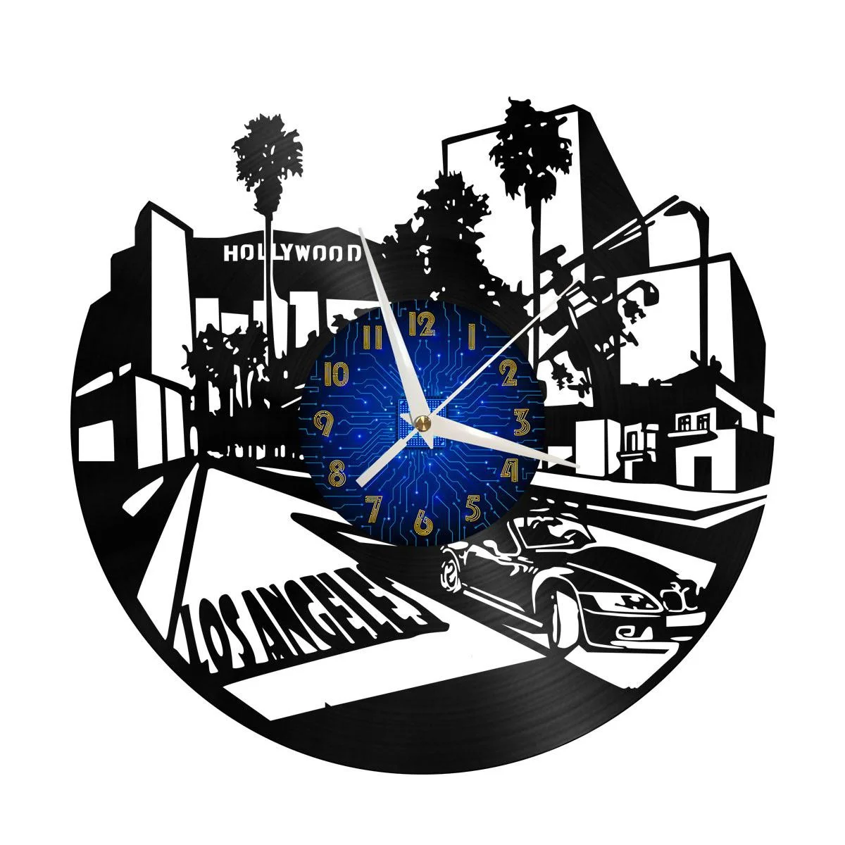 

Los Angeles City View 3 Vinyl Wall Clock, Vinyl Record Clock Wall Art Silent & Non-ticking
