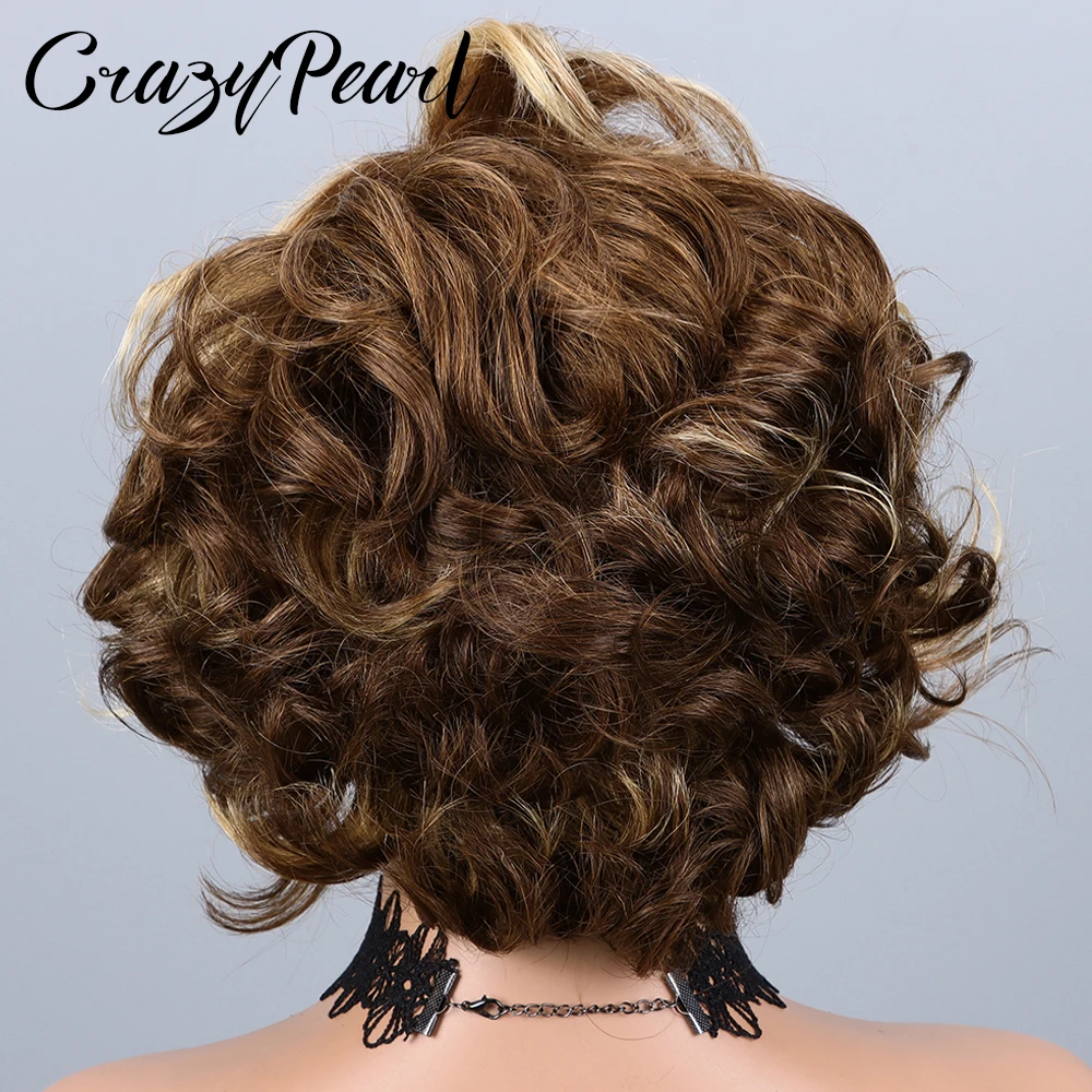 Парик P427 Highlight Pixie Cut из натуральных волос, короткий, кудрявый, коричнево-русый градиент, с кружевной передней частью, предварительно выщипанный, с осветленными узлами, естественный вид (art.: 3920d98a01bbf) - 3920d98a01bbf