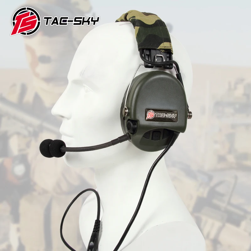 TS TAC-SKY Tactical Headset TCIHEADSET Liberator Silicone Earmuffs Version Noise Cancelling Hearing Protection Shooting Headset