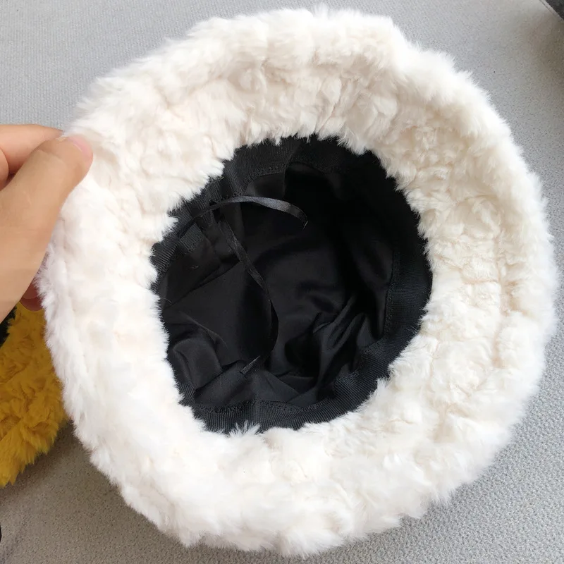 Зимние пушистые Панамы из искусственного меха Женская Осенняя уличная Толстая