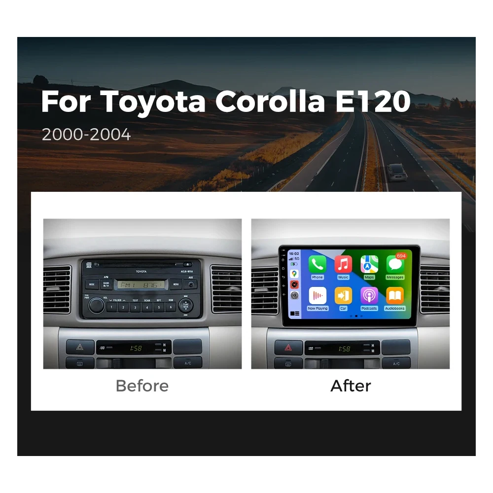 Фото Android 14 для Toyota Corolla E120 2001 2002 2003 2004 BYD F3 Android Автомобильный радиоприемник Мультимедийный видеоплеер GPS Стерео CarPlay 4G №2