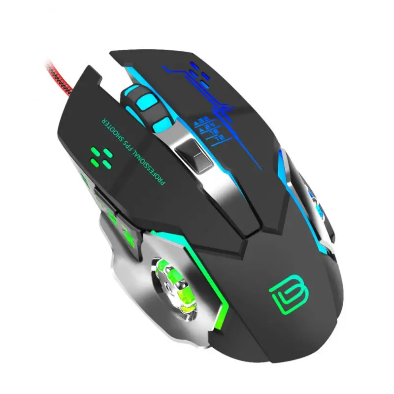 

Optical Computer Mouse Professional 6 Buttons 3600dpi With Rgb Backlight Led Light Night Glow Gaming Mechanical Mouse Adjustable