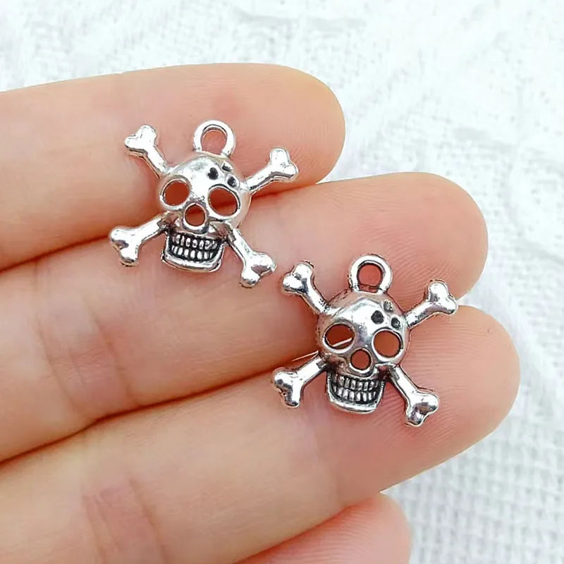 

20pcs Charms Skull Pirate Flag 15x17mm Tibetan Silver Color Pendants Antique Jewelry Making DIY Handmade Craft Pendan