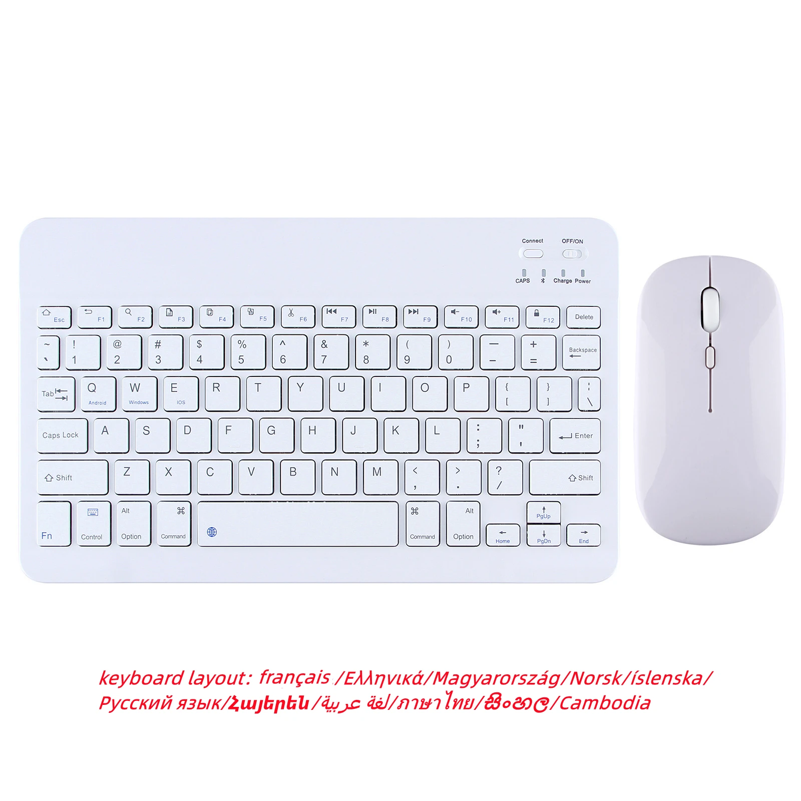 For iPad Air Pro Bluetooth Wireless Keyboard and Mouse Russian Arabic Thai Norsk Greek For Android IOS Windows for Phone Tablet