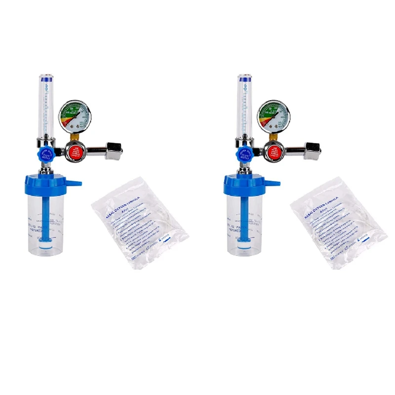 

2X Oxygen Pressure Regulator Inhalator Gauge Pressure Reducing Valve G5/8 Inch Flow Meter Absorber Buoy Type Inhalator