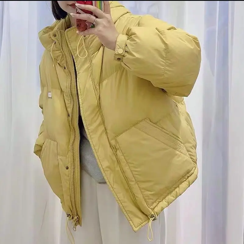 Winter Fashion New Down Jacket Women Short Korean Version of Hooded Solid Color Bread White Eiderdown Loose Thick Warm Coat
