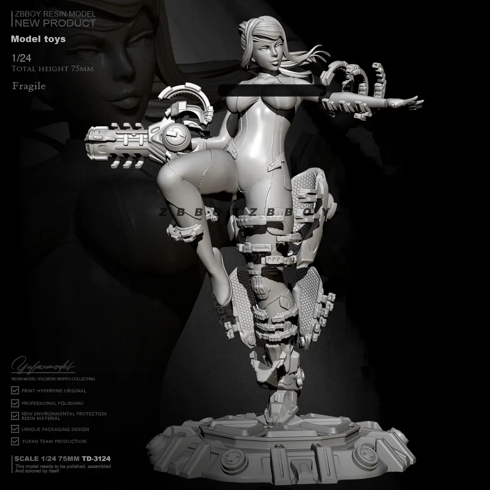 

75mm 1/24 Resin model kits figure beauty colorless and self-assembled TD-3124
