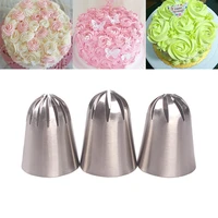 large 3pcs cream pastry tips set stainless steel diy cupcake icing piping nozzles cake fondant decoration baking tools