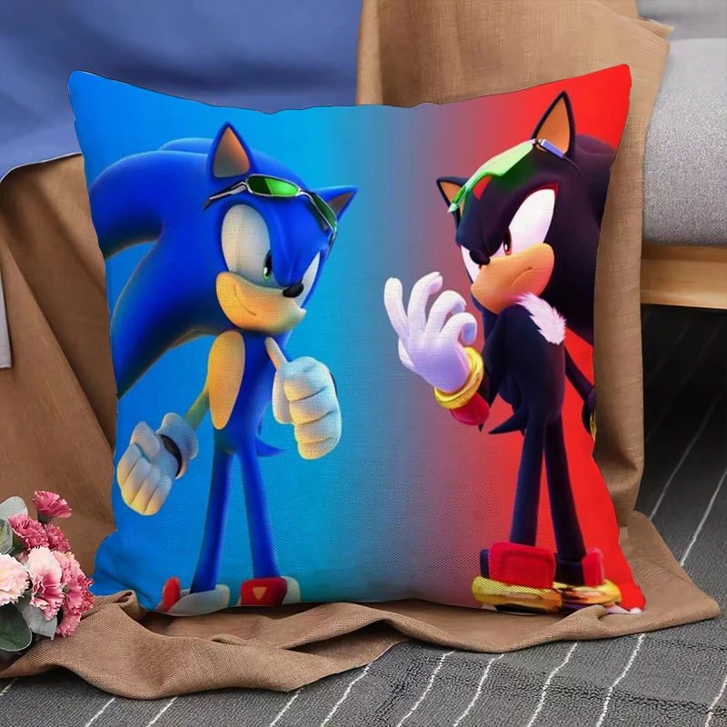 

Pillowcase Double Printed S-Sonic 40x40cm Home Decor Pillowcase Bedroom Sofa Car Cushion Cover Short PlushPillow Cases