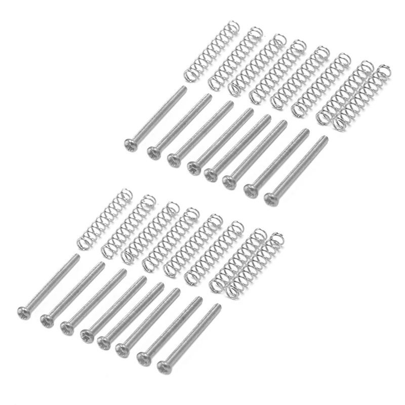 

16 Pcs M2.5X32MM Electric Guitar Humbucker Pickups Adjust Height Screw And Spring - Pitch 0.4Mm - Silver