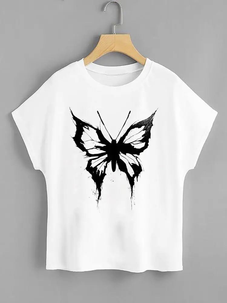

T Clothing Fashion Short Sleeve Casual T-shirts Clothes Women Female Butterfly New Trend Cute Summer Ladies Print Graphic Tee