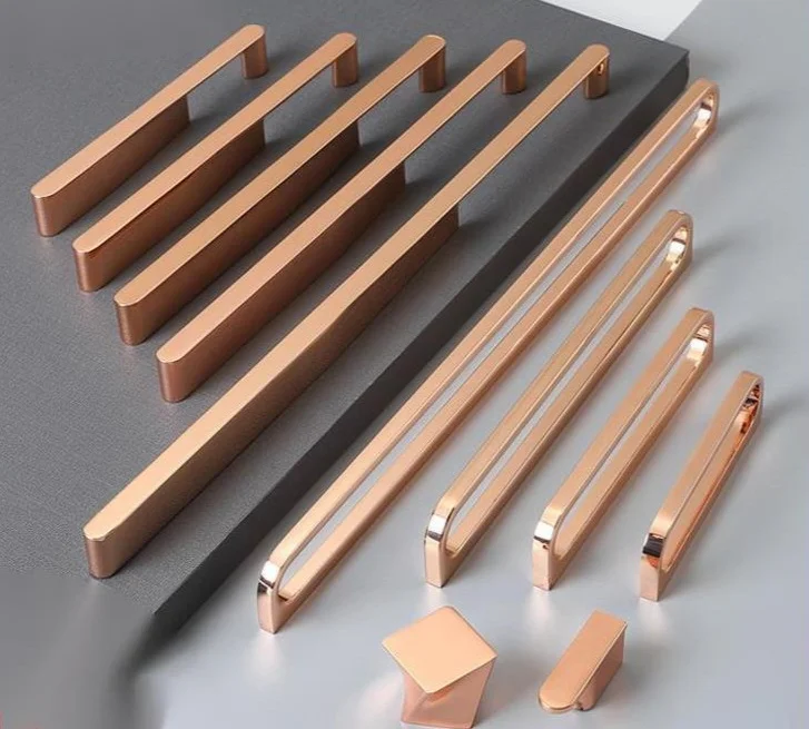 

Rose Gold wardrobe door long handle Cabinet Bookcase handle drawer shoe cabinet zinc alloy handle hardware door handle