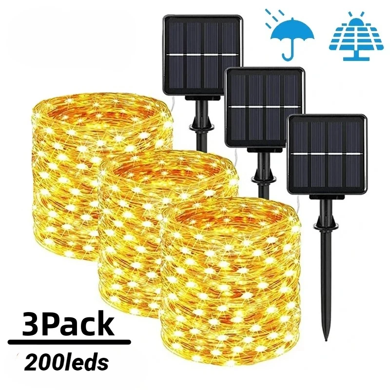

20 м 200 светодиодов, солнечная Светодиодная лампа, уличная гирлянда, садовая сказочная лампа, водонепроницаемая Рождественская гирлянда для украшения сада, уличное украшение