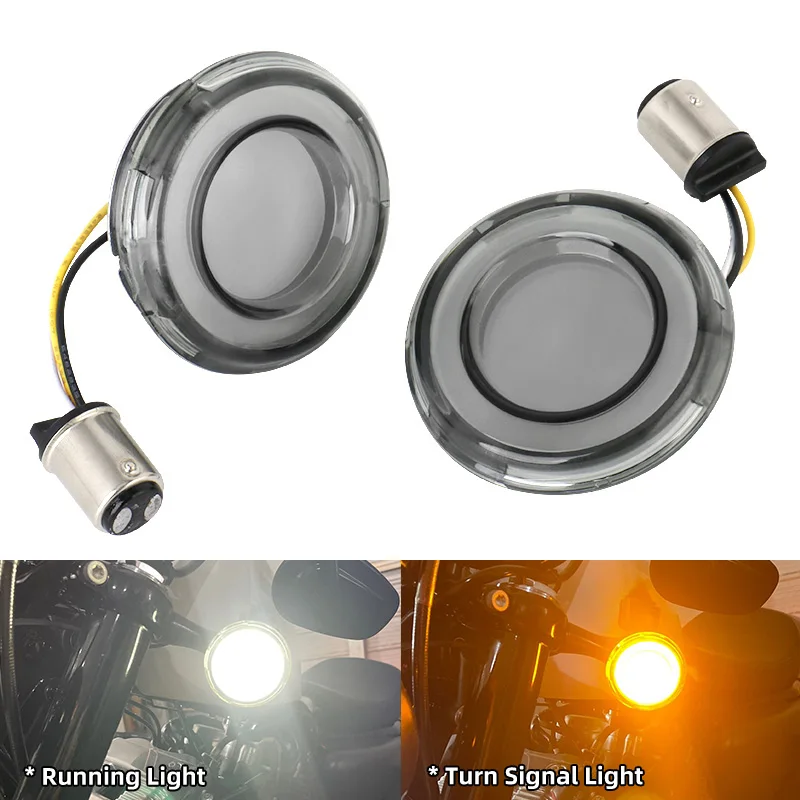 

Gray Front Turn Light Motorcycle 1157 Signal Bullet Conversion For Harley Touring Electra Glide Sportster XL883 1200 X48 72 Dyna