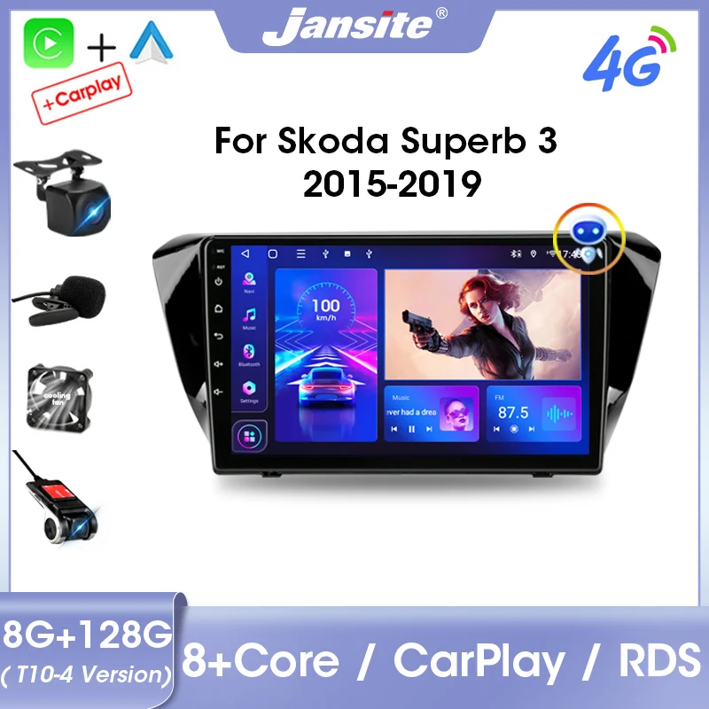 

Jansite 2 Din Android 11 For Skoda Superb 3 2015-2019 Car Radio Multimidia Video Player Stereo Carplay RDS Auto DVD IPS Screen