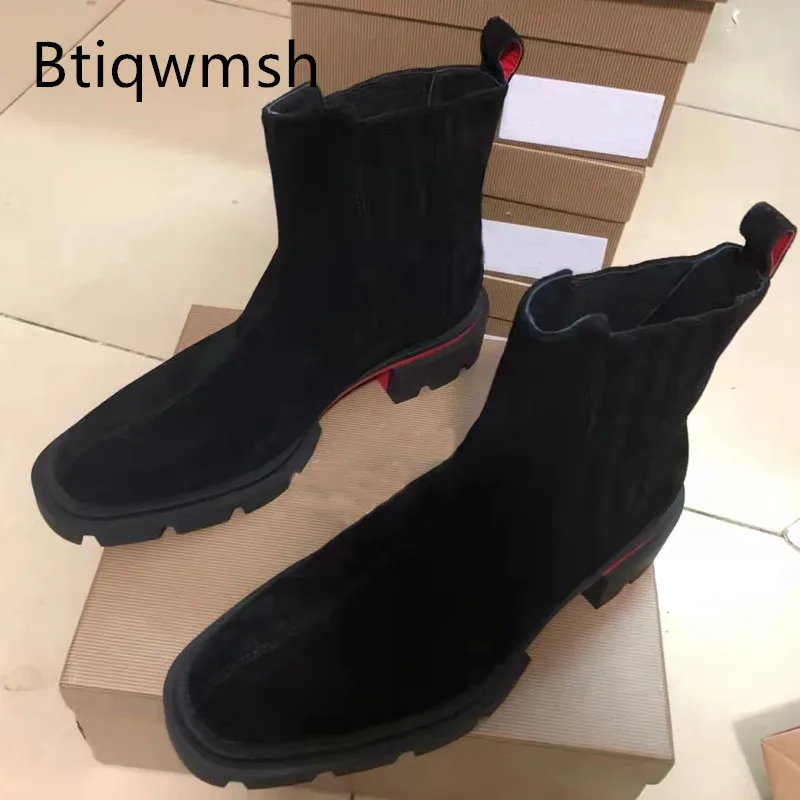 

Новейшие роскошные мужские ботильоны с острым носком из натуральной замши, Кожаные слипоны на низком каблуке, мужские модные ботинки челси