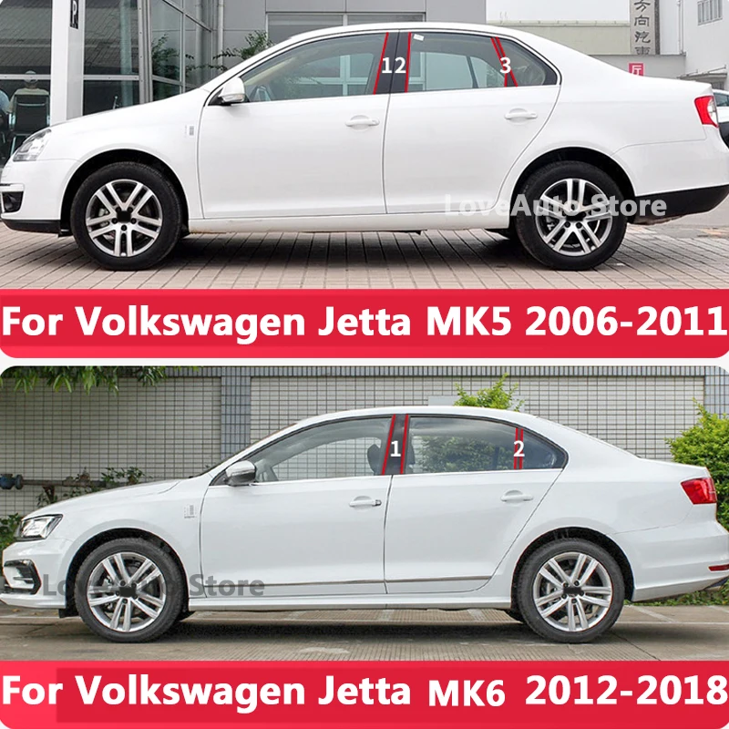 

for Volkswagen VW Jetta MK5 MK6 Car Window Central Column B C Pillar Cover Trim Mouldings Sticker Frame Accessories 2006-2018