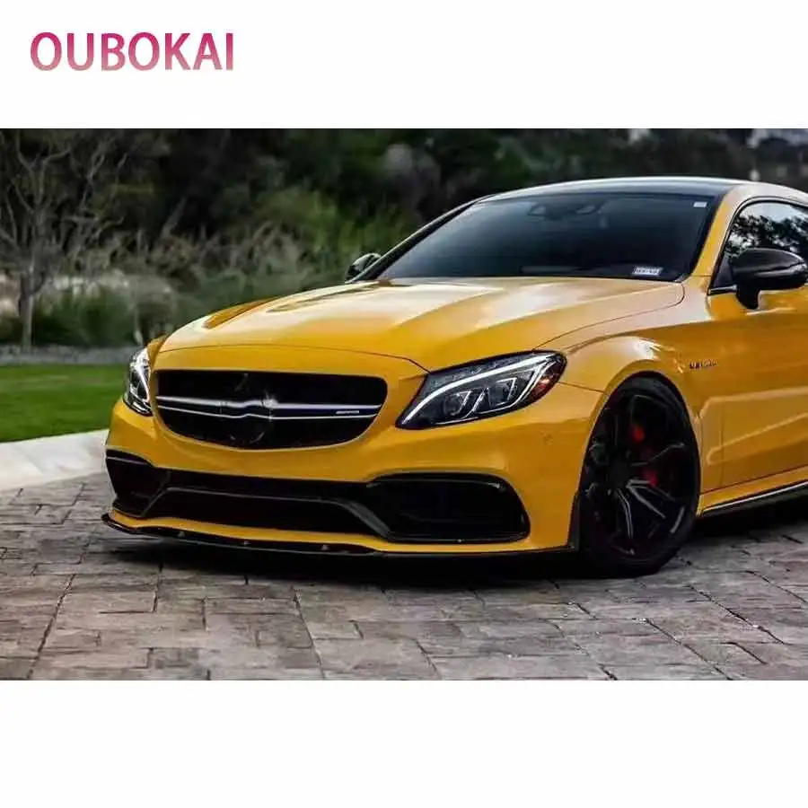 Фото Для Mercedes-Benz C-класса W205 C63: карбоновый передний сплиттер, накладка на передний бампер, диффузор, спойлер-«губа», элементы обвеса №3