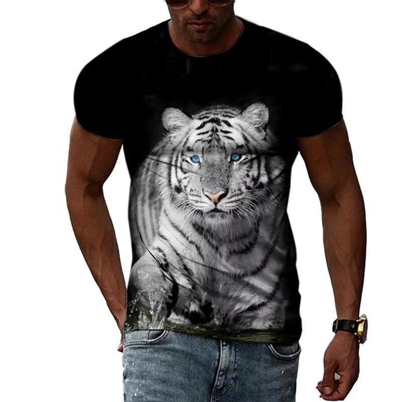 

The Brave Tiger Summer Harajuku Design Fashion Men T shirt Hot Summer 3D All Over Printed Tee Tops shirts Unisex T shirt