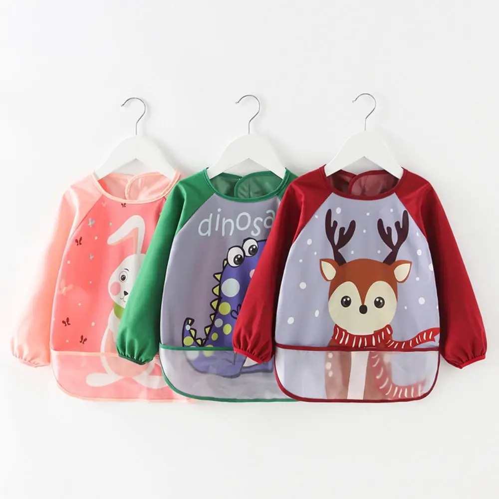 

Baby Bibs Infant Kid Anti Dirty Waterproof Integrated Bib Mat Dining Chair Table Long Sleeve Art Smock Self Feeding for 0-3Y