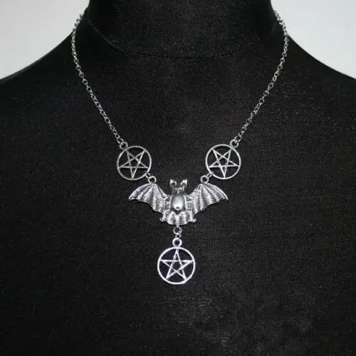 

New fashion trend horror bat pentagram necklace gothic girl gift