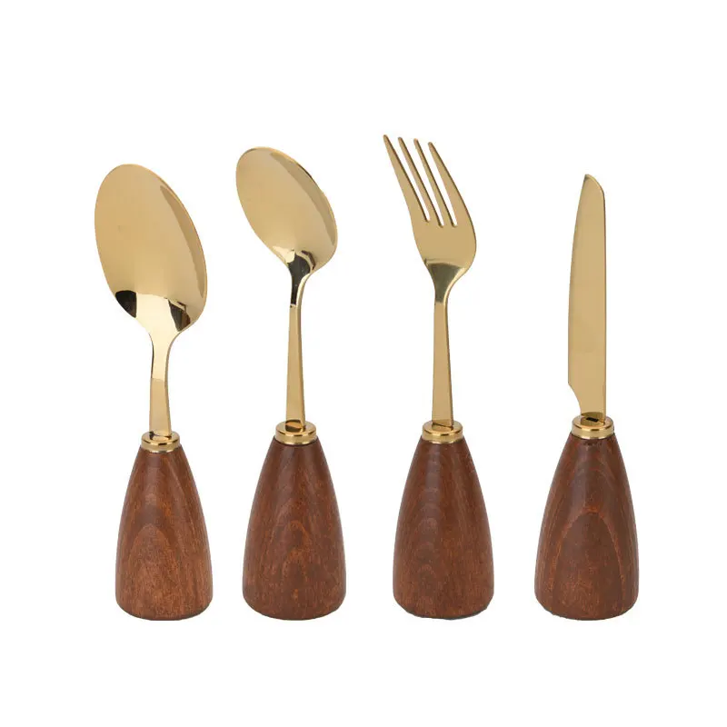 

Dinnerware Wooden Handle Cutlery Set Stainless Steel Knife Fork Spoon Steak Knives Cutlery Home Kitchen Tableware