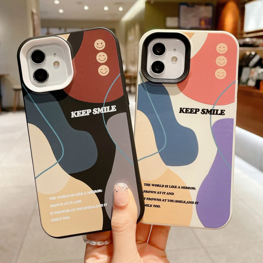 

3 in 1 Liquid Silicon Abstract Cases For Iphone 11 12 13 Pro Max XR X Xs Max 7 8 Plus 6 6s SE 2020 2020 Fundas Back Covers Coque