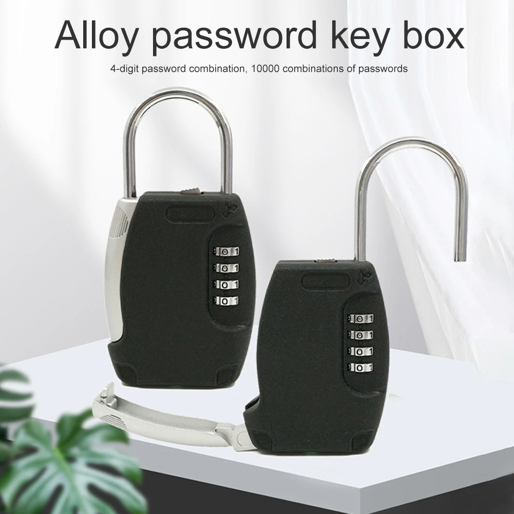 

Portable Key Lock Box Villa With Hook Secret 4-digit Password Combination Mini Zinc Alloy Safe Home Office