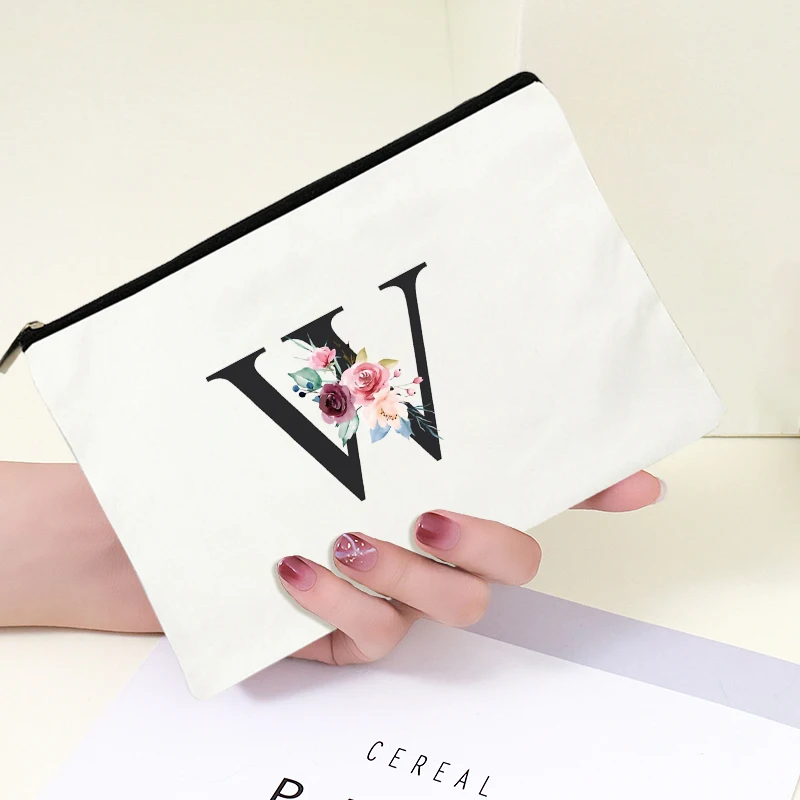 

Women's Cosmetic Bag Mini Bag Black Letters Organizer Bag Makeup Tote Free Shipping Cosmetic Organizer