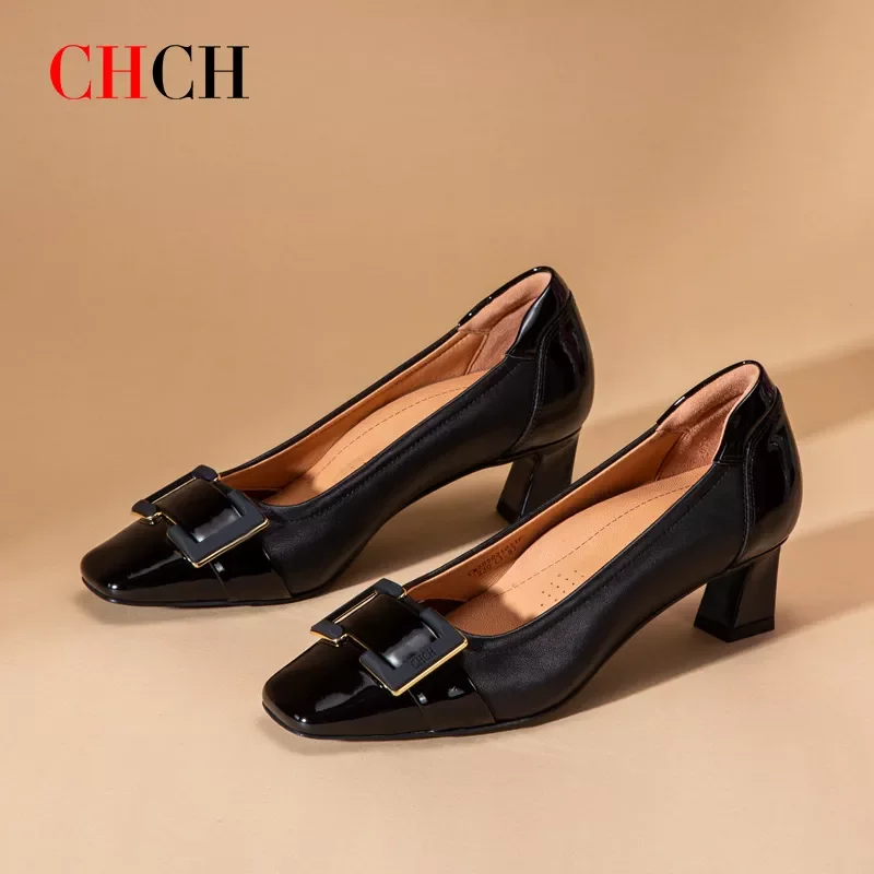 

NEW 2023 CHCH2022 Winter Fashion Temperament Square Toe Shallow Mouth Elegant High Heels Balance Shoes